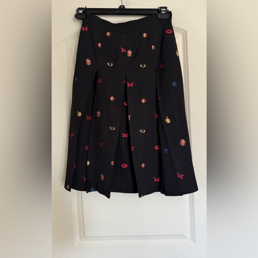 Alexander McQueen Printed A-Line Pleated Skirt